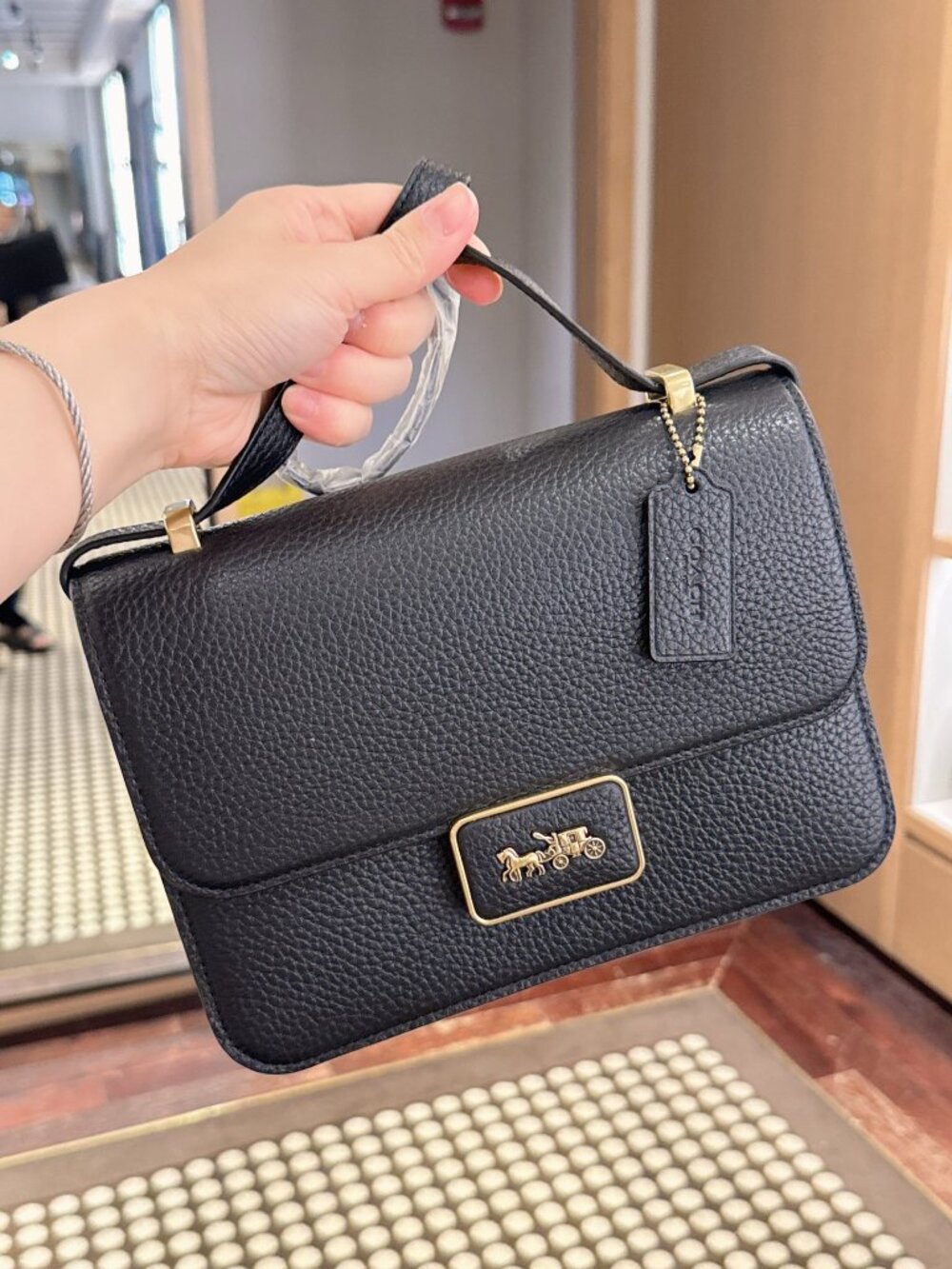 Coach 3928 ALIE Shoulder Bag Black soft Pebbled Leather NWT
